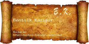 Bentsik Kazimir névjegykártya
